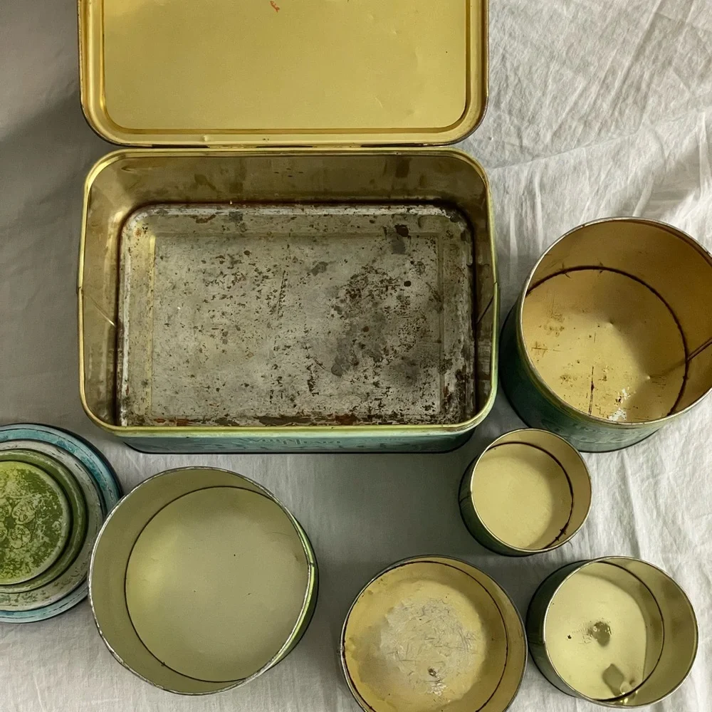 6 vintage ballonoff tin canisters lot